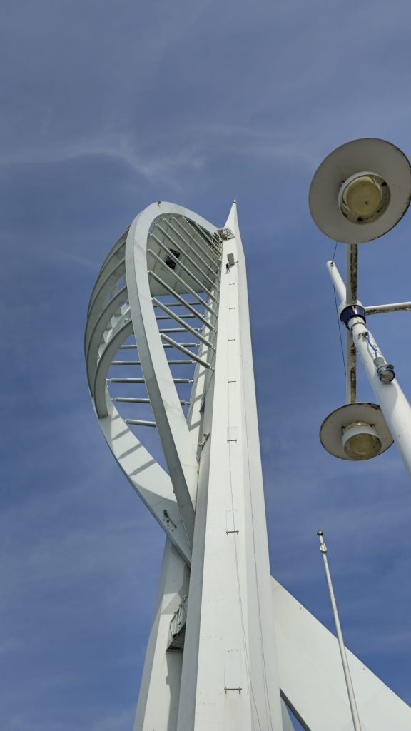 Philippa descending the Spinnaker Tower as seen from the ground